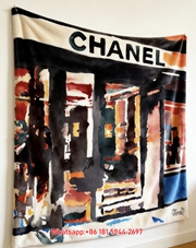 Watercolor Chanel Storefront Flannel Fleece Throw Blanket IMG_7249